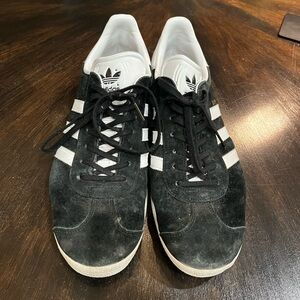 Adidas Men's Black and White Suede Sneakers